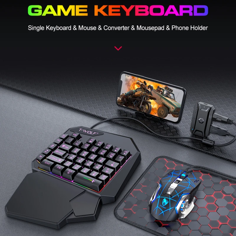 T-WOLF TF900 One Handed Keyboa - огляд і ціна Gaming Keyboard Mobile