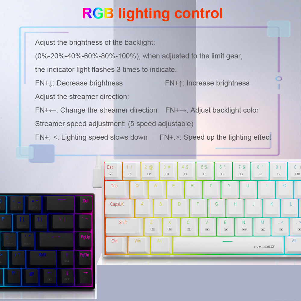 E-YOOSO Z686 RGB USB 60% Mini  - огляд і ціна Gaming Keyboard E Yooso