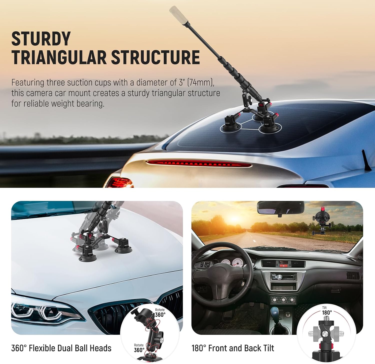 NEEWER Triple Suction Cup Car  - огляд і ціна Stabilizer Screw In