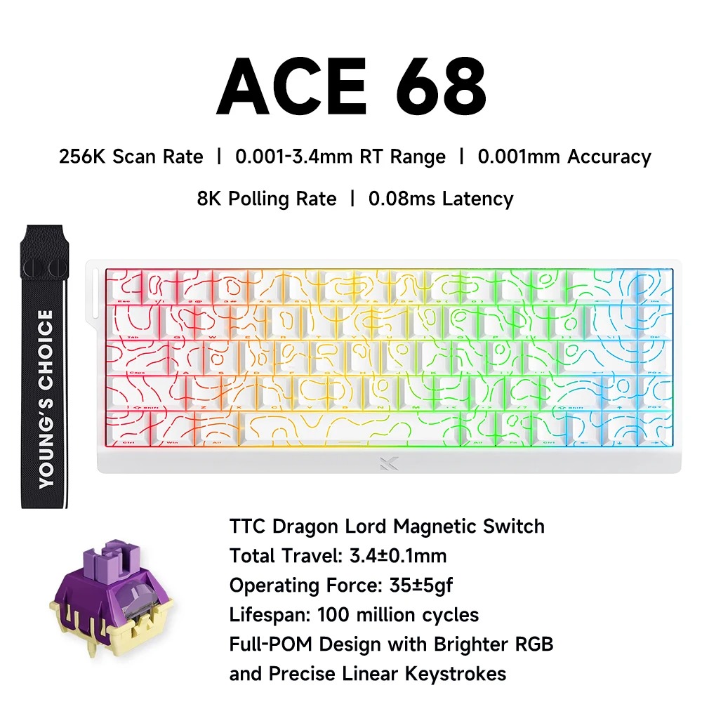 MCHOSE ACE 68 Magnetic Switch  - огляд і ціна Gaming Keyboard Hall Effect Switches